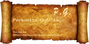 Perkovits Gréta névjegykártya